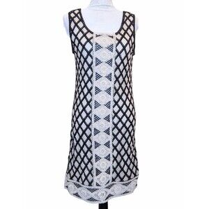 CACHE Crochet Sheath Dress  Knee-length Lined Wedding Guest Garden Party Medium